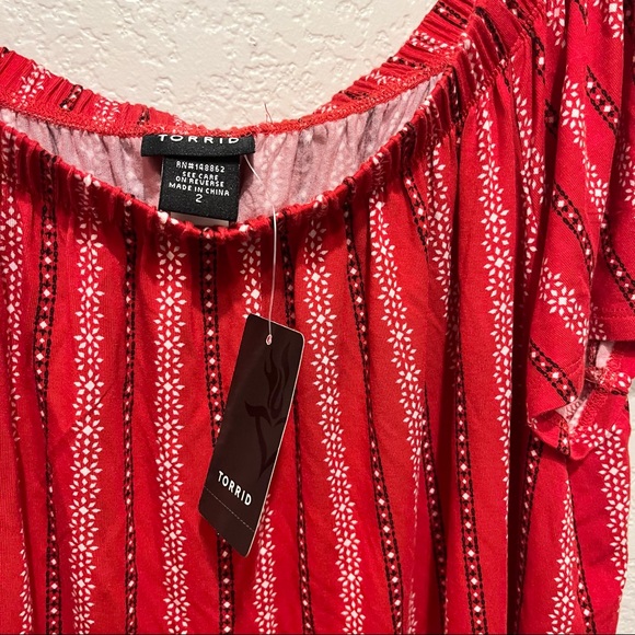 NWT Torrid Red Off the Shoulder Top - Picture 4 of 7